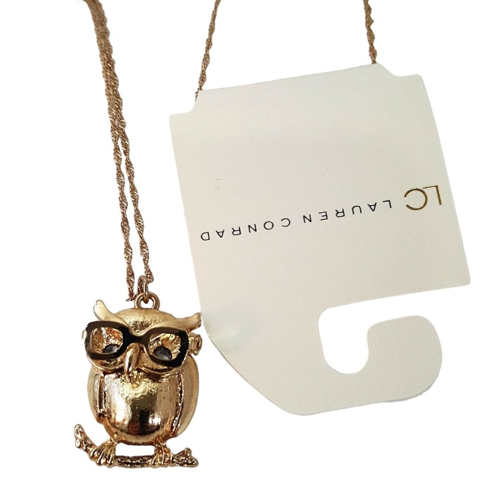 LC Lauren Conrad Women's Gold Plated Owl Pendant Chain Necklace NWT